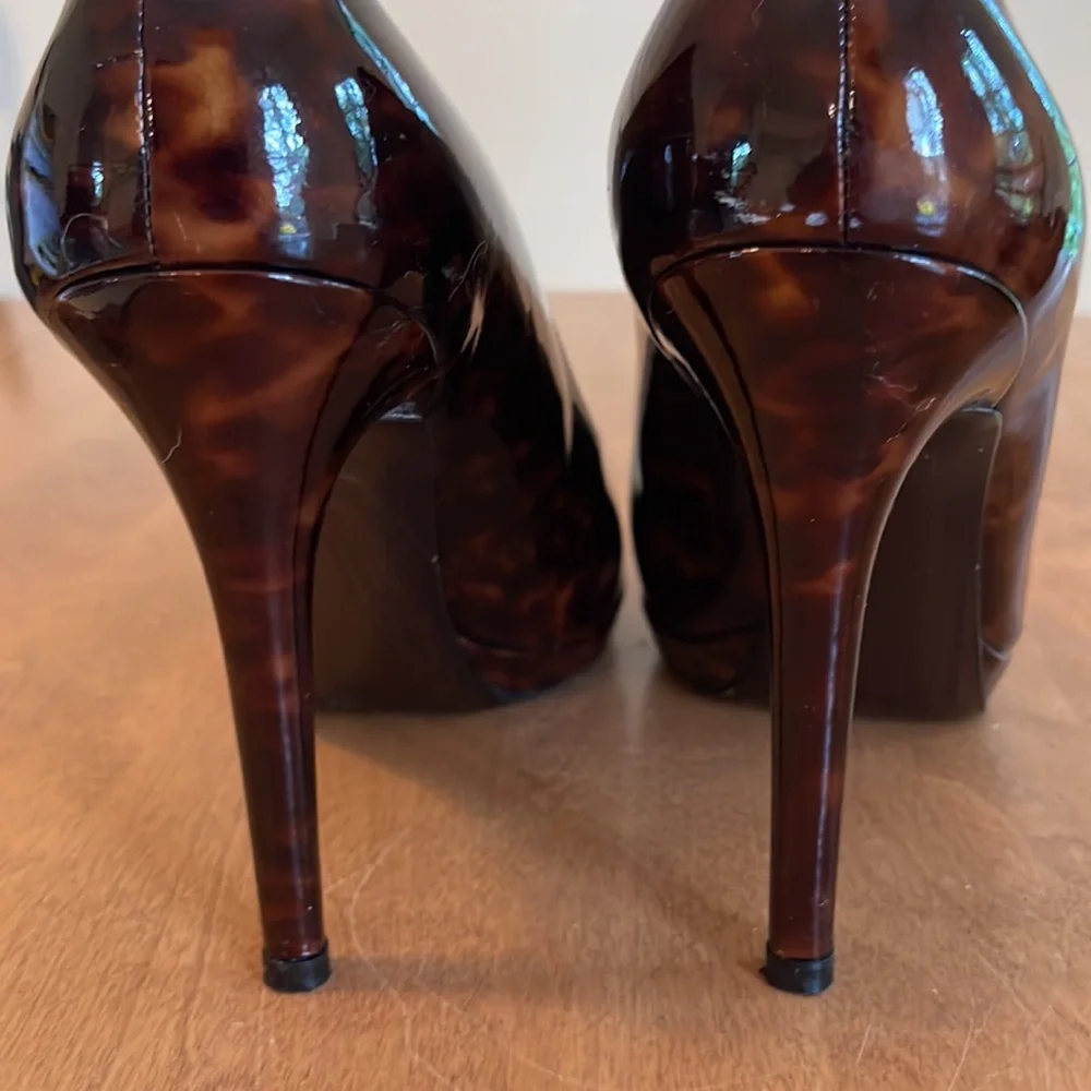 Stuart Weitzman patent marbled black and brown PUMPS size 10 - Picture 3 of 5